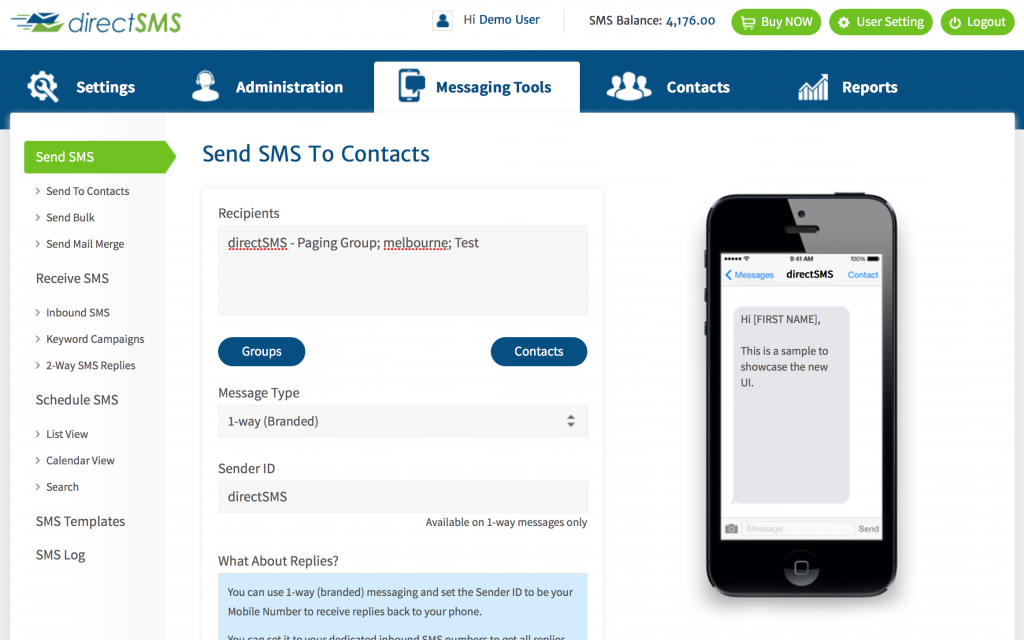 click send sms pricing